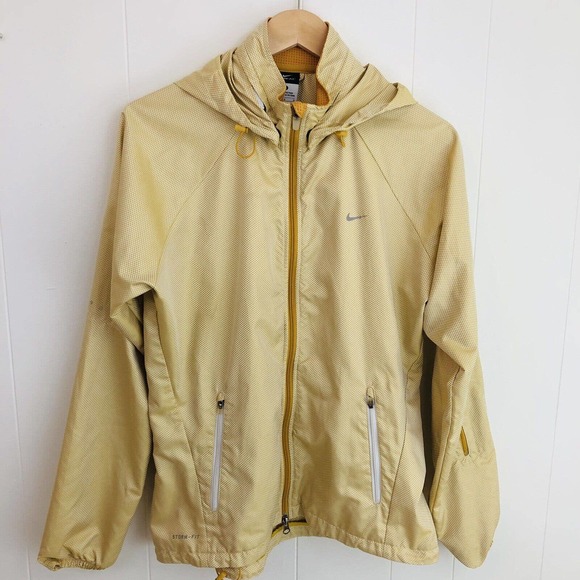 Nike Jackets & Blazers - Nike Storm Fit Yellow Check Print Vented Reflective Hooded Jacket Women's Large